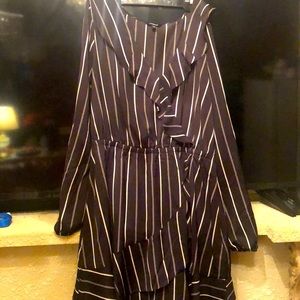 Black white striped express dress, used once